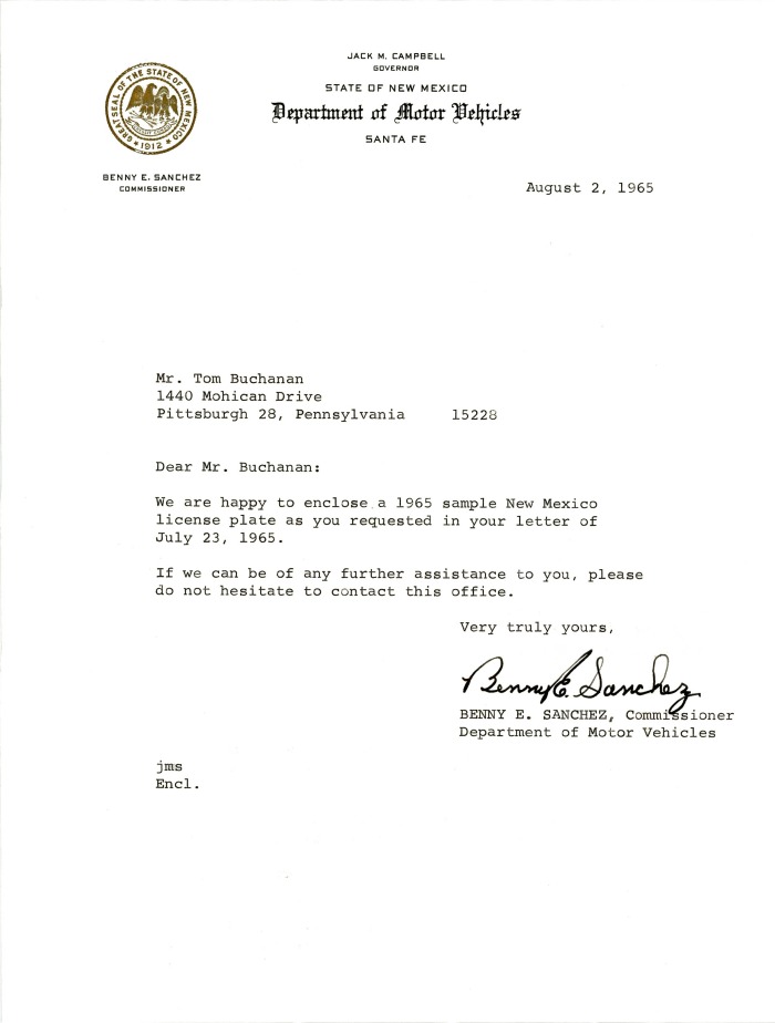 New Mexico License Plate Mailing Envelopes